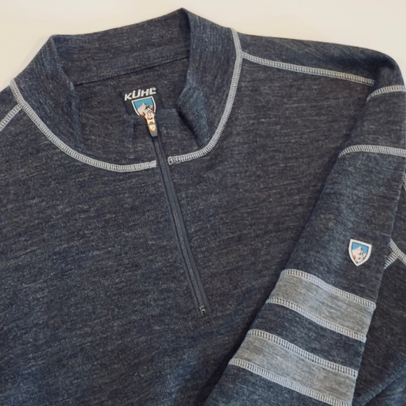 Kuhl Team Merino 1/4 Zip Pullover Mens XL Gray 100% Aeroknit Merino Wool NWOT - Picture 2 of 14